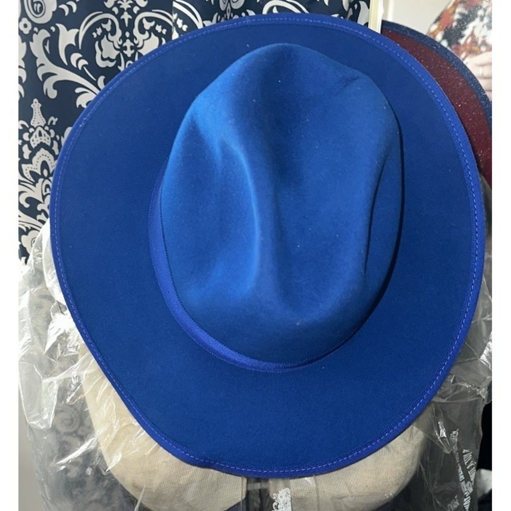 Keith James Queen Royal Blue-Brim Wool Fedora‎ Hat NWT Needs Shaping